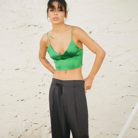 Zara Satin Bustier Crop Top - Picture 2 of 3